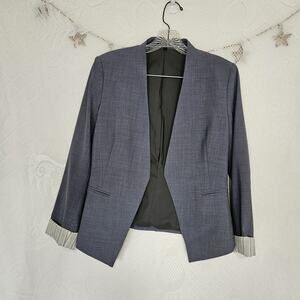 Theory Size 8 Lanai Sleek Open Front Jacket Virgin Wool Blend Career Minimalist